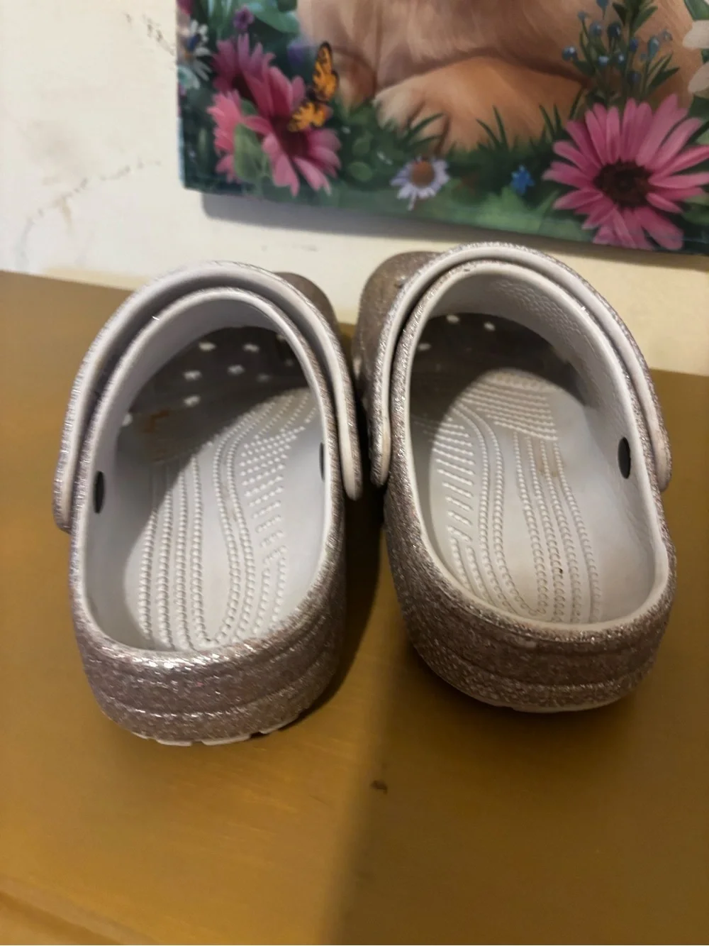 CROCS Kids Glitter Water Clogs in Sparkle Pink-Taupe J2